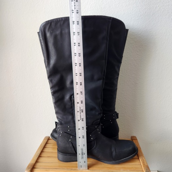 XOXO Womens Myles‎ Tall Biker Riding Boots Knee High Black Size 8M Block Heel - Picture 13 of 14